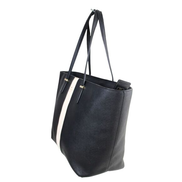 Kate Spade NY BLACK WHITE GENUINE LEATHER SATCHEL SHOULDER BAG HANDBAG PURSE - Picture 4 of 16